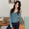 簡約格調 絨布蕾絲邊上衣