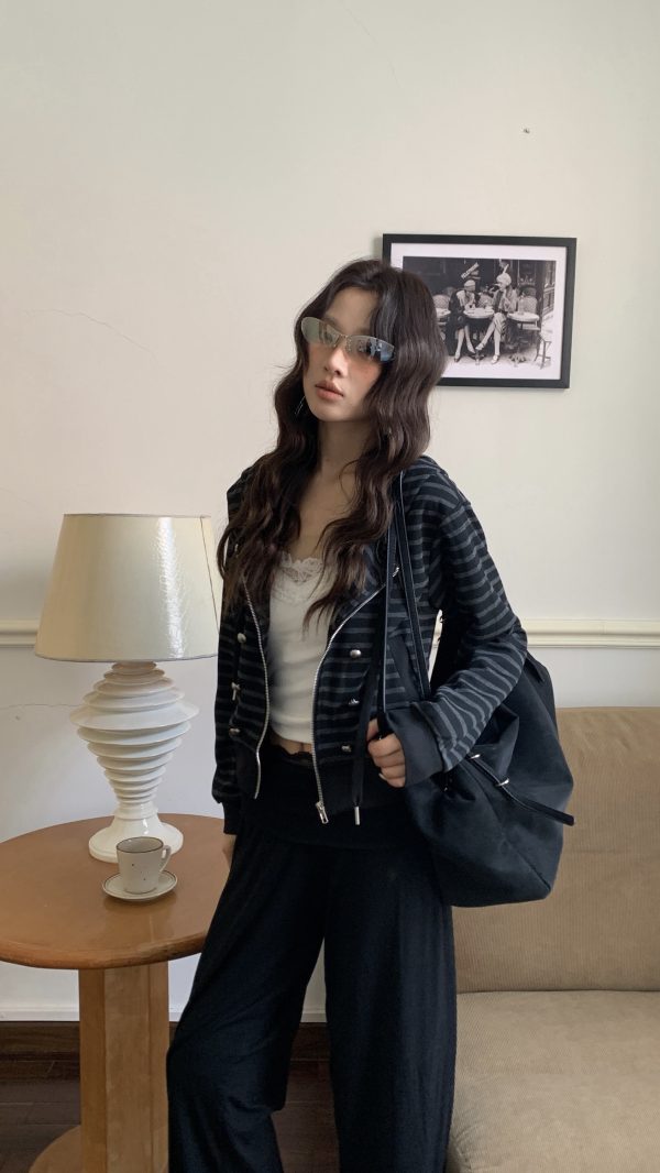 甜酷本色 條紋連帽外套