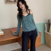 簡約格調 絨布蕾絲邊上衣