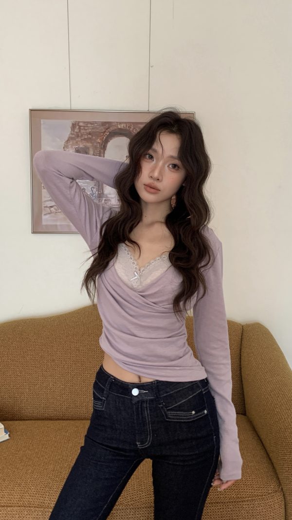 暗藏浪漫 v領真兩件(附蕾絲小可愛