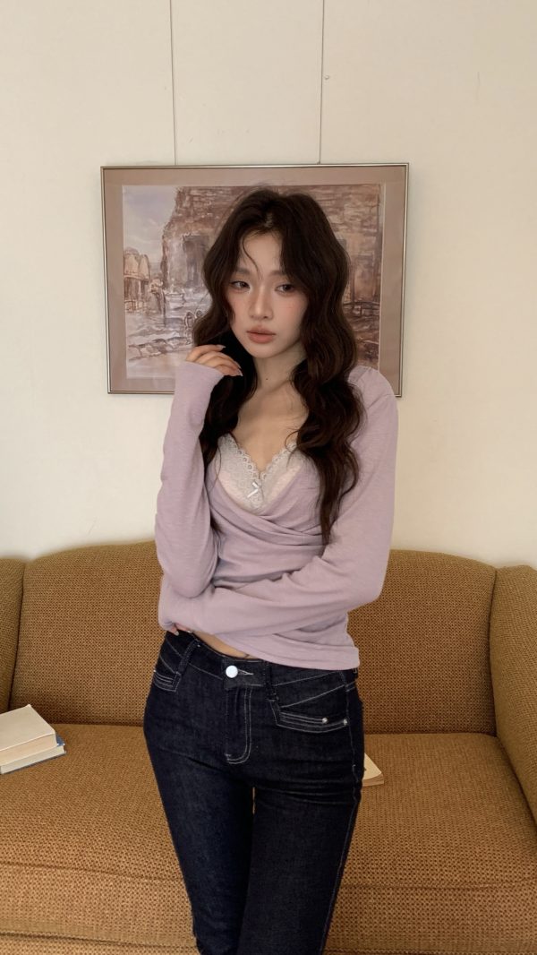 暗藏浪漫 v領真兩件(附蕾絲小可愛