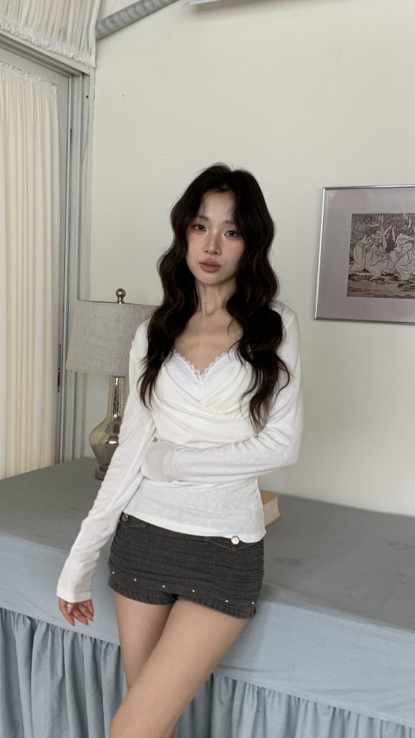 暗藏浪漫 v領真兩件(附蕾絲小可愛