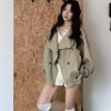 韓女必備 排扣風衣外套
