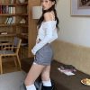 都會冷感 銀孔抽繩上衣(有胸墊
