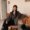 韓女必備 排扣風衣外套