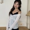簡約格調 絨布蕾絲邊上衣