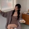 落葉絮語 細肩洋裝set(有胸墊