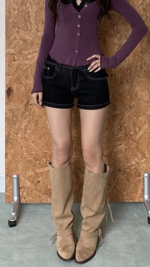 img_3210 靜謐黑夜 牛仔短褲(版型正常
